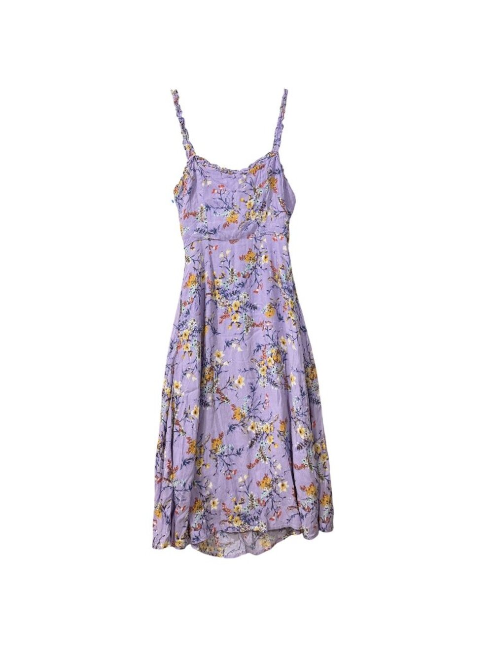 Lulus Women's Purple Floral Sleeveless Open Back Fit & Flare Midi Dress Size S